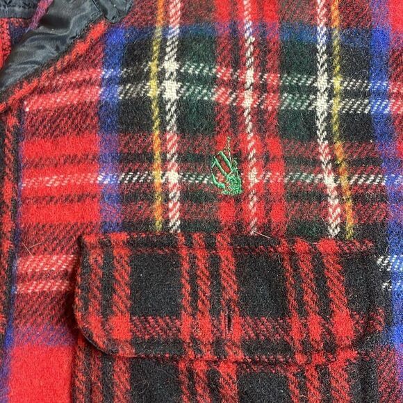 90s Vintagee Nautica Patchwork Wool Plaid Flannel Shacket XL Red Jacket - Picture 2 of 6